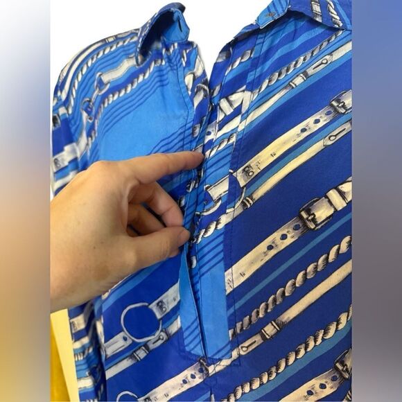 Tyler Boe 100% Silk Chain Print Tina Blouse - Picture 5 of 11